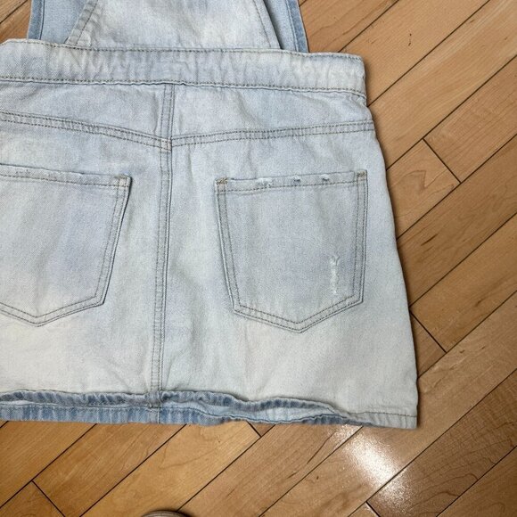 FOREVER 21 Distressed Denim Jeans Overalls Dress Skirt Size Small - Picture 7 of 8